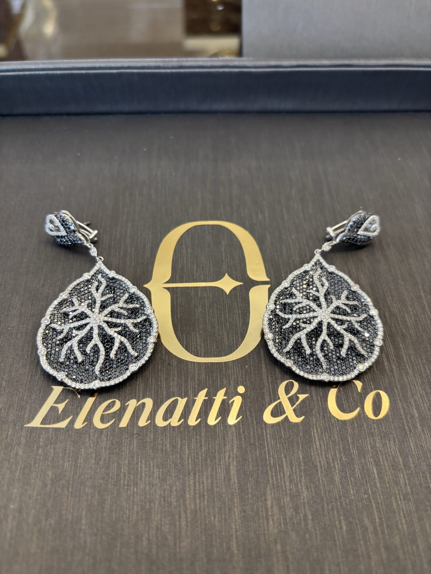 Black-White Snowflake Earrings – view 2
