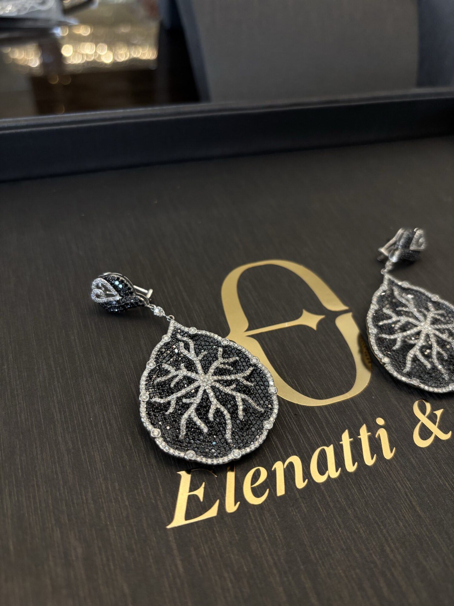 Black-White Snowflake Earrings – view 3